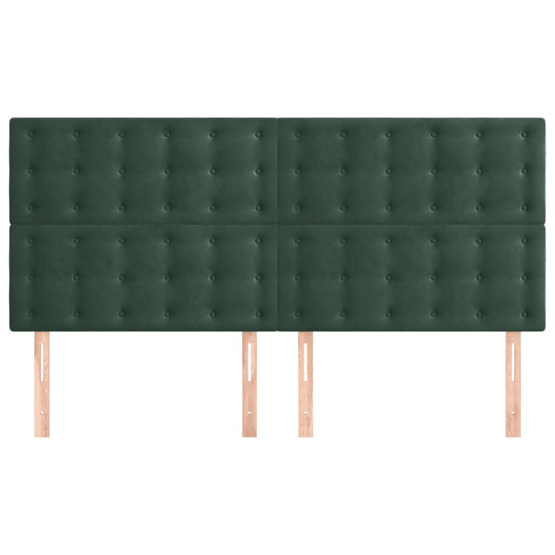 vidaXL 4 db sötétzöld bársony fejtámla 80 x 5 x 78/88 cm