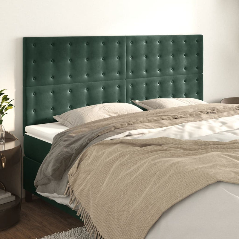 vidaXL 4 db sötétzöld bársony fejtámla 80 x 5 x 78/88 cm