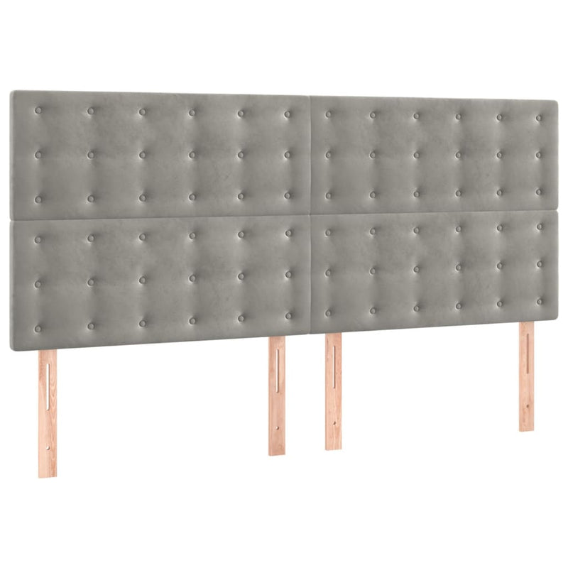 vidaXL 4 db világosszürke bársony fejtámla 90x5x78/88 cm