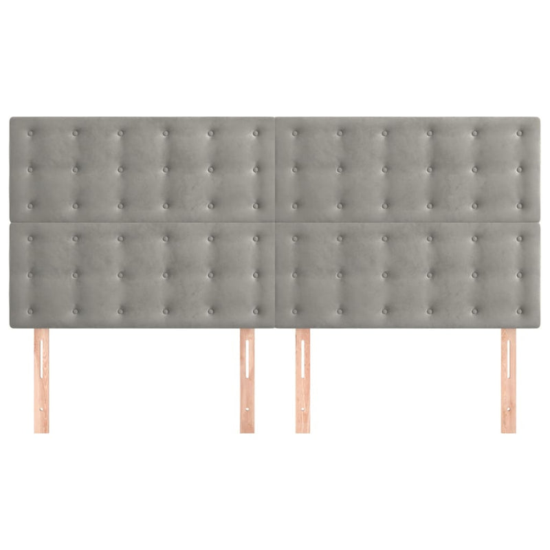 vidaXL 4 db világosszürke bársony fejtámla 90x5x78/88 cm