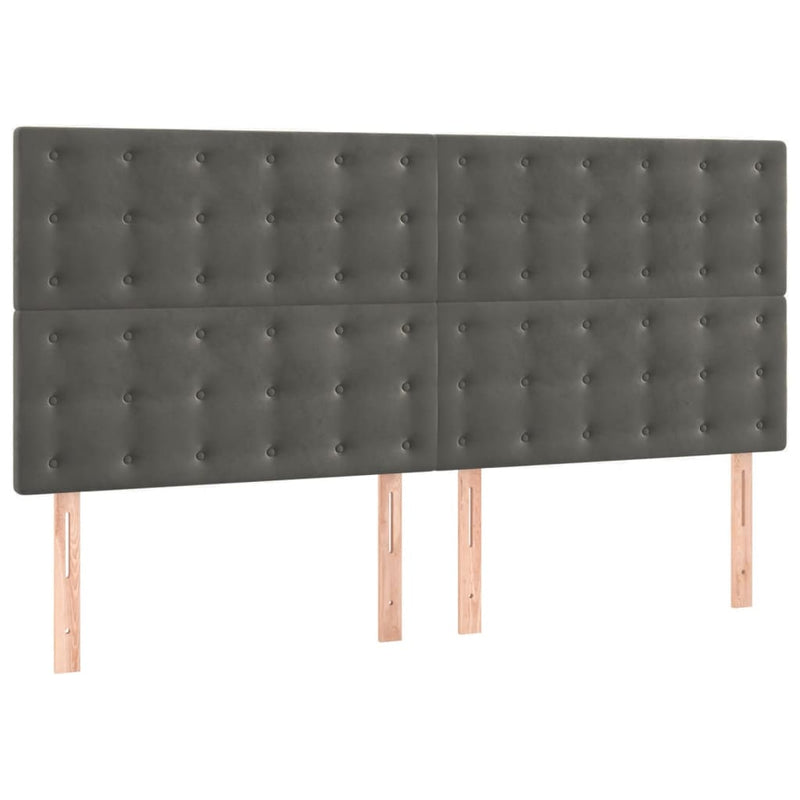 vidaXL 4 db sötétszürke bársony fejtámla 90x5x78/88 cm
