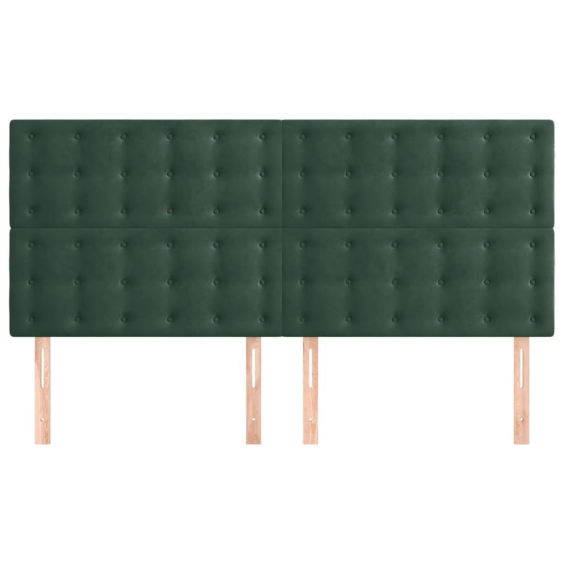 vidaXL 4 db sötétzöld bársony fejtámla 90x5x78/88 cm