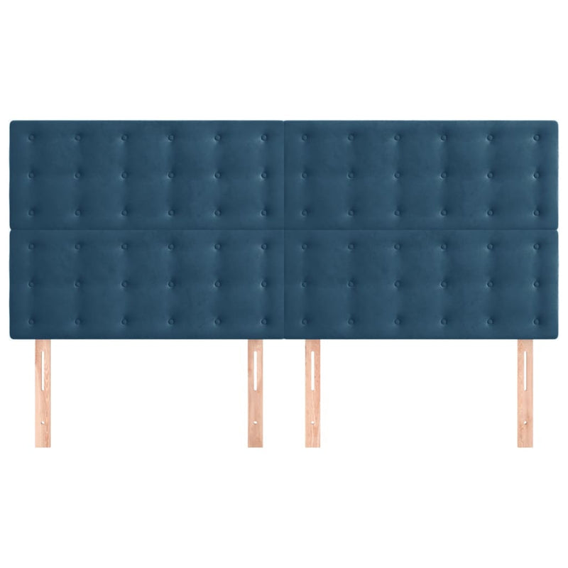 vidaXL 4 db sötétkék bársony fejtámla 90x5x78/88 cm