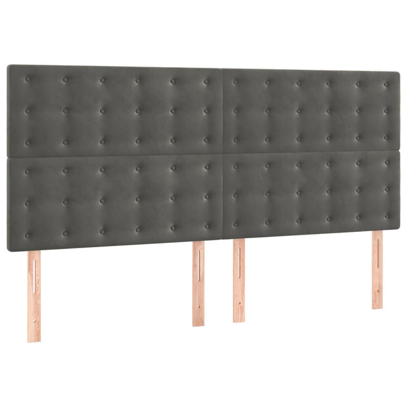 vidaXL 4 db sötétszürke bársony fejtámla 100x5x78/88 cm