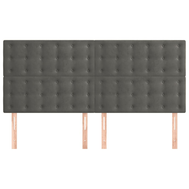 vidaXL 4 db sötétszürke bársony fejtámla 100x5x78/88 cm