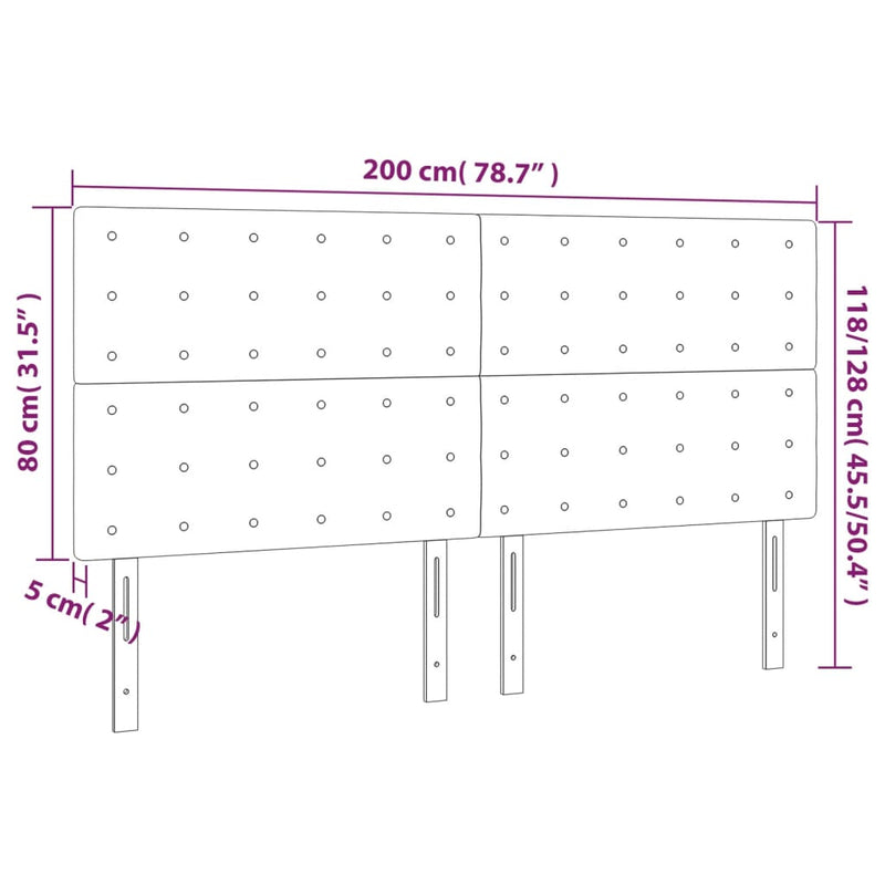 vidaXL 4 db sötétzöld bársony fejtámla 100x5x78/88 cm