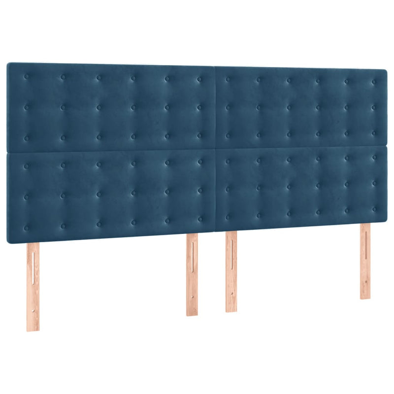 vidaXL 4 db sötétkék bársony fejtámla 100x5x78/88 cm