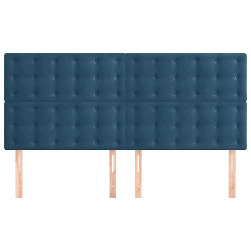 vidaXL 4 db sötétkék bársony fejtámla 100x5x78/88 cm