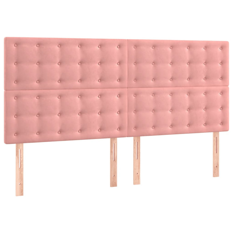 vidaXL 4 db rózsaszín bársony fejtámla 90 x 5 x 78/88 cm