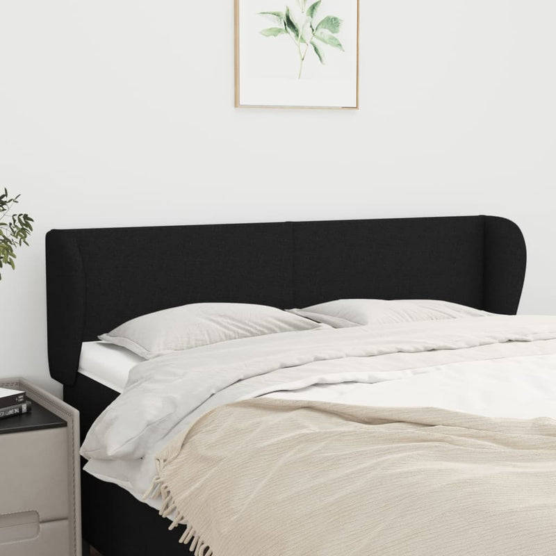 vidaXL fekete szövet fejtámla szárnyakkal 147x23x78/88 cm