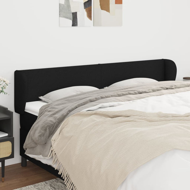 vidaXL fekete szövet fejtámla szárnyakkal 203x23x78/88 cm