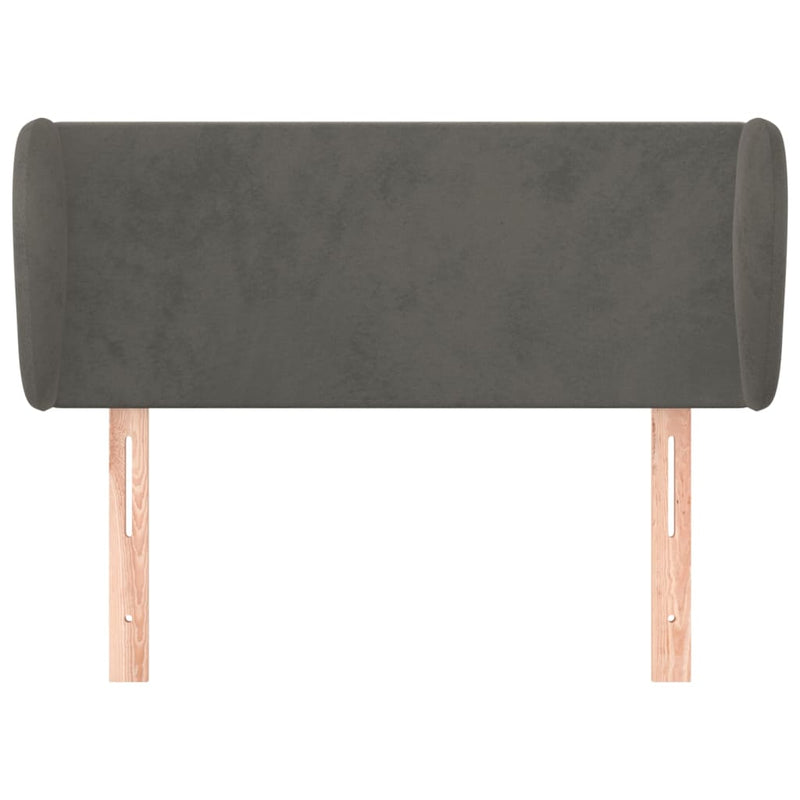 vidaXL sötétszürke bársony fejtámla szárnyakkal 203x23x78/88 cm