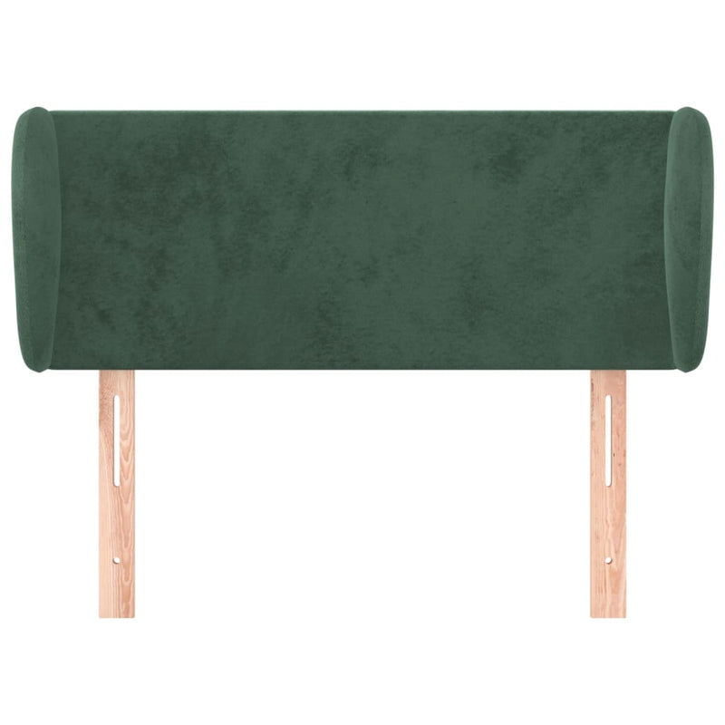 vidaXL sötétzöld bársony fejtámla szárnyakkal 93x23x78/88 cm