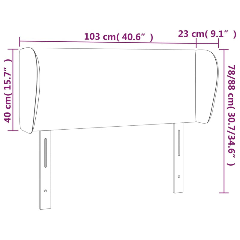 vidaXL sötétkék bársony fejtámla 103x23x78/88 cm