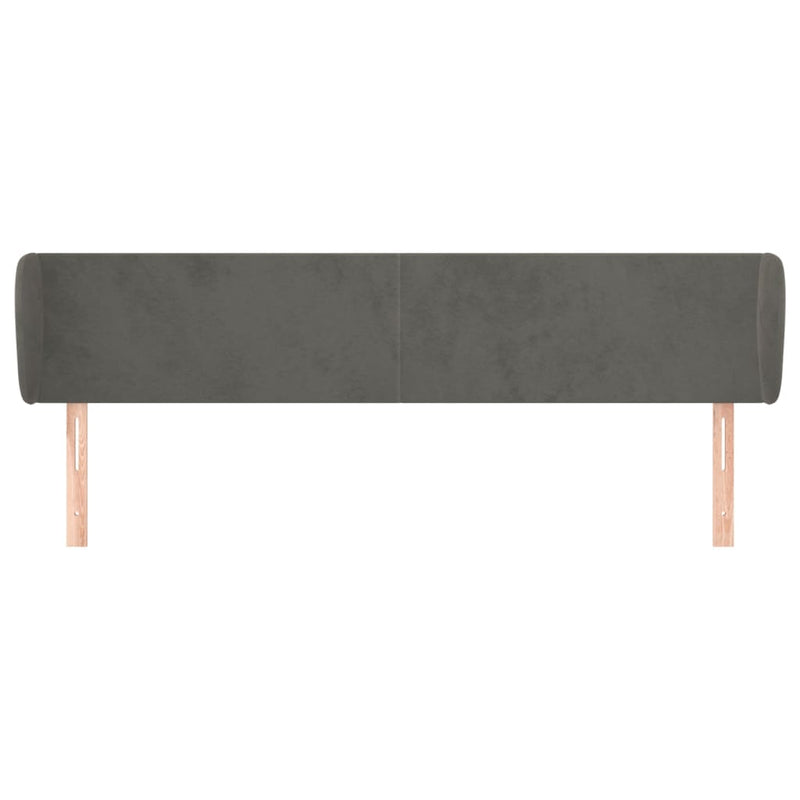 vidaXL sötétszürke bársony fejtámla szárnyakkal 183x23x78/88 cm