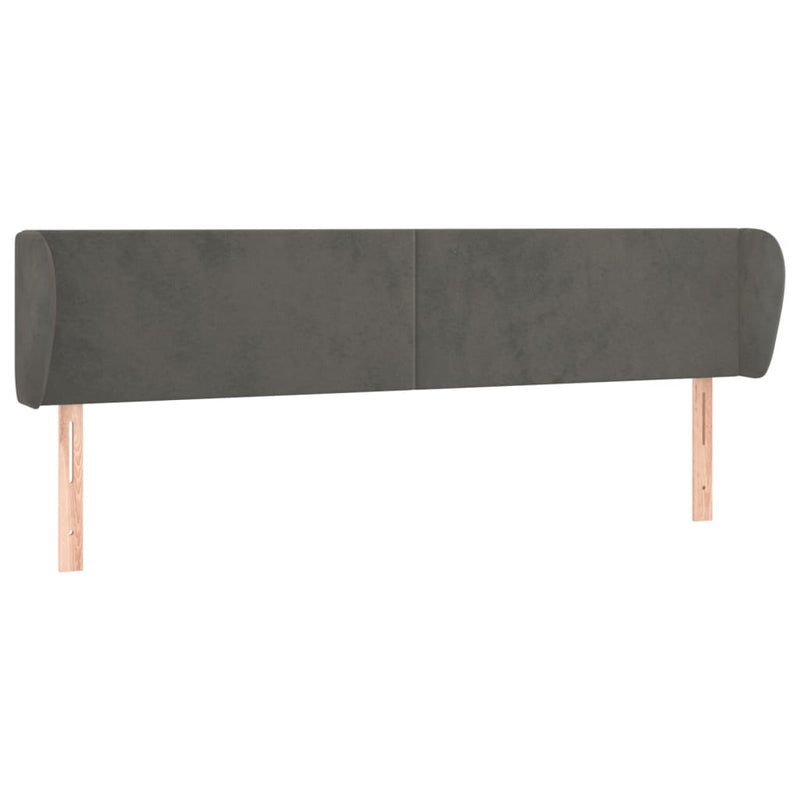 vidaXL sötétszürke bársony fejtámla szárnyakkal 203x23x78/88 cm