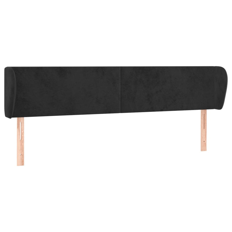vidaXL fekete bársony fejtámla szárnyakkal 203x23x78/88 cm