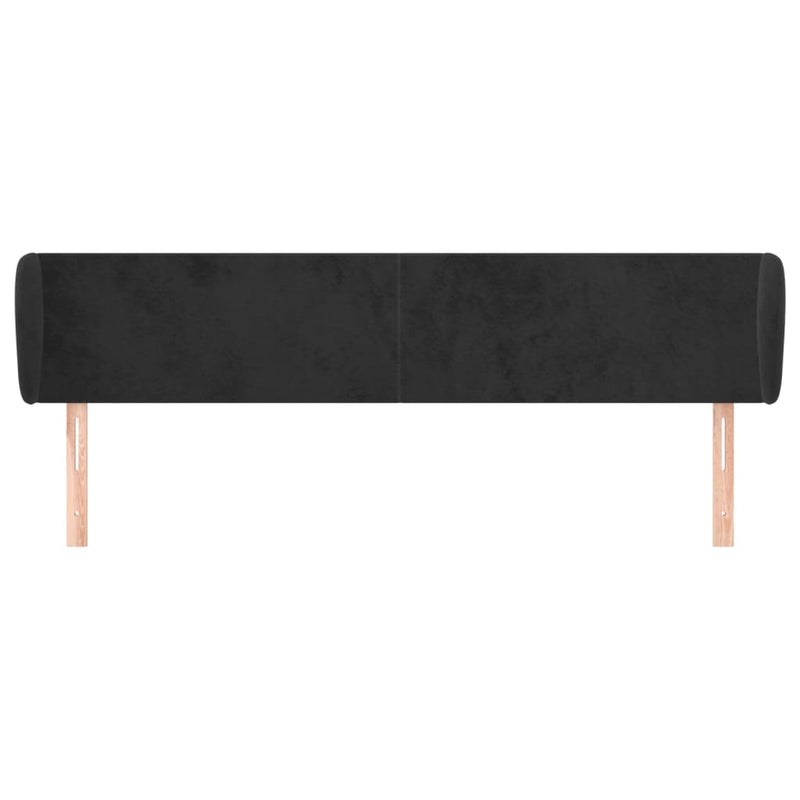 vidaXL fekete bársony fejtámla szárnyakkal 203x23x78/88 cm