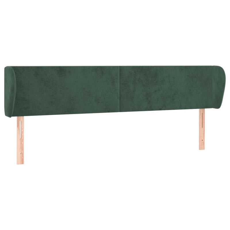 vidaXL sötétzöld bársony fejtámla szárnyakkal 203x23x78/88 cm