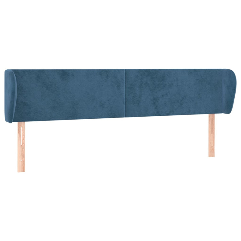 vidaXL sötétkék bársony fejtámla szárnyakkal 203x23x78/88 cm