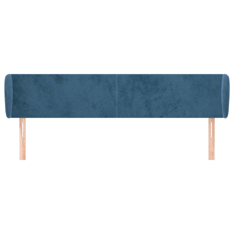 vidaXL sötétkék bársony fejtámla szárnyakkal 203x23x78/88 cm