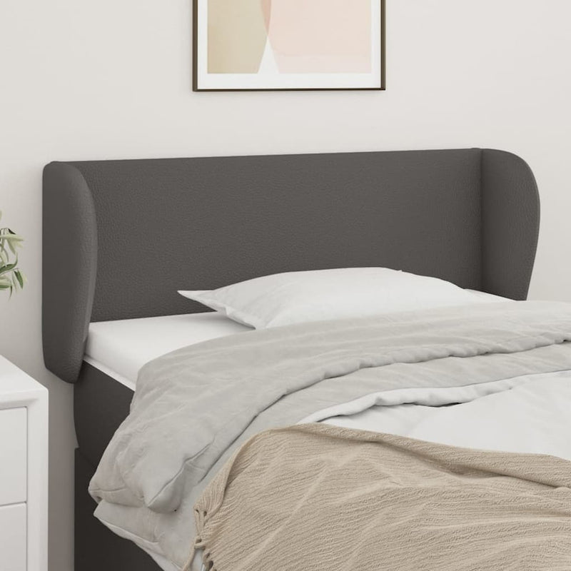 vidaXL szürke műbőr szárnyas fejtámla szárnyakkal 83x23x78/88 cm