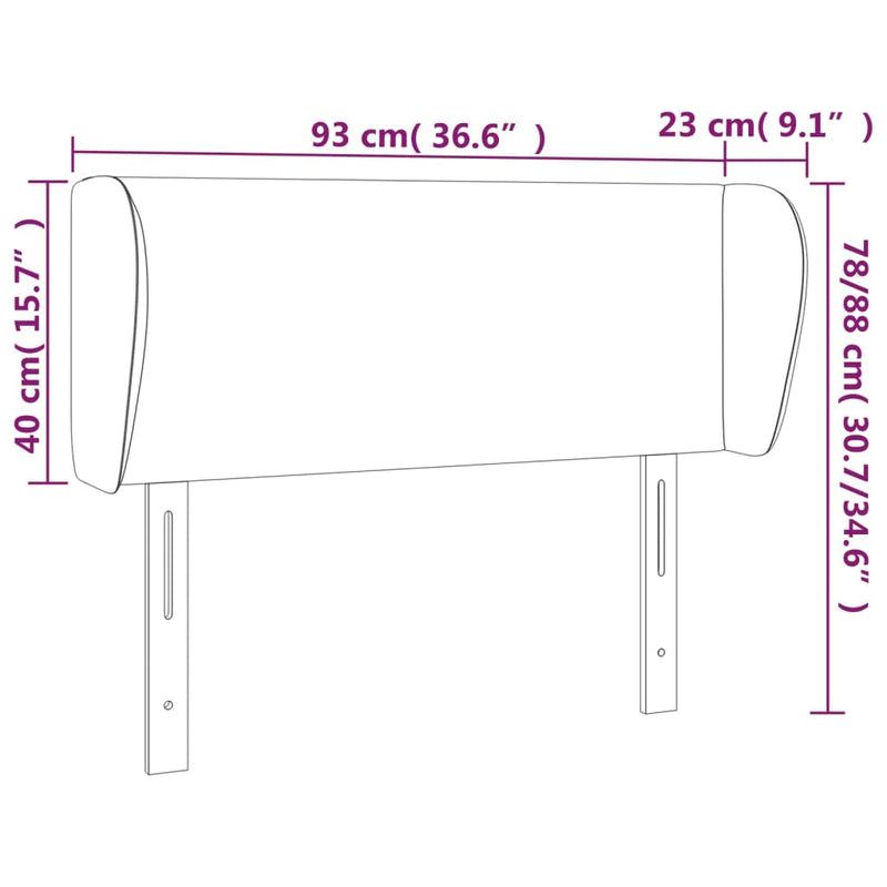 vidaXL krémszínű műbőr szárnyas fejtámla 93x23x78/88 cm