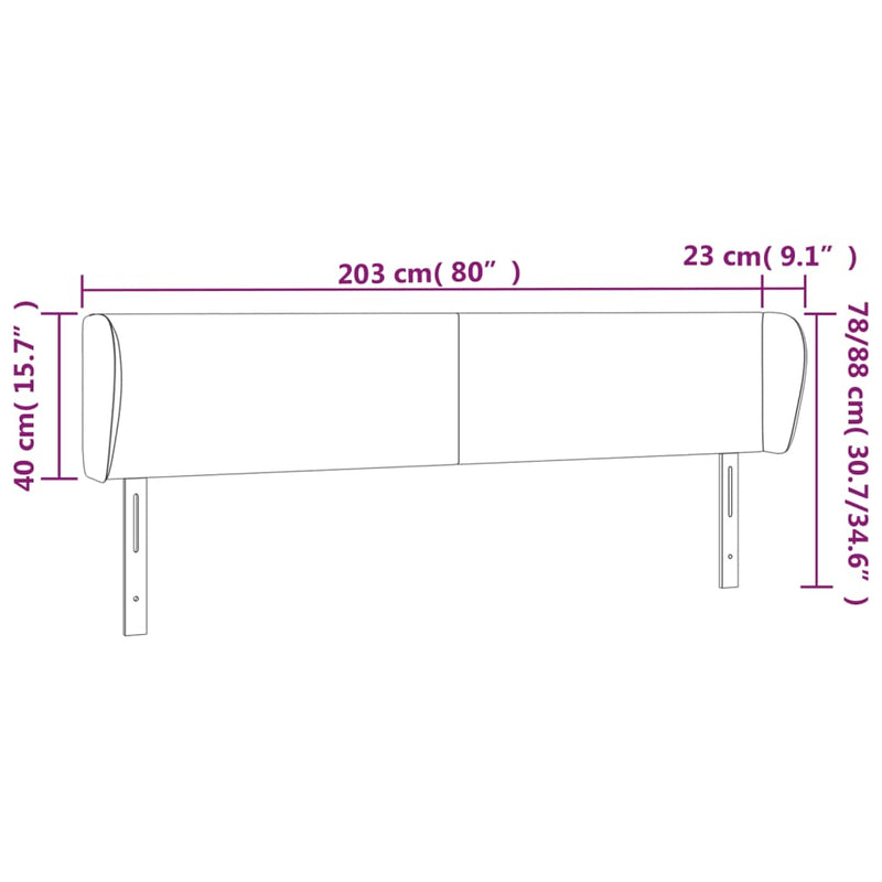 vidaXL fekete műbőr szárnyas fejtámla 203x23x78/88 cm