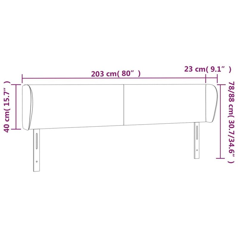 vidaXL krémszínű műbőr szárnyas fejtámla 203x23x78/88 cm