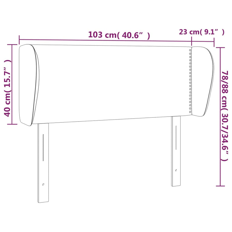 vidaXL fekete szövet fejtámla szárnyakkal 103x23x78/88 cm