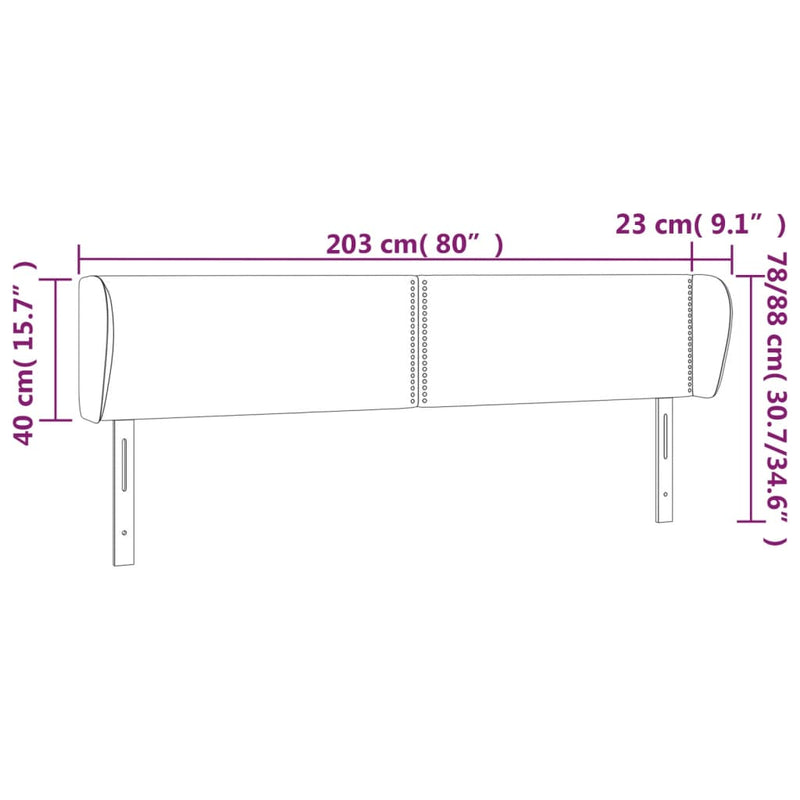 vidaXL sötétbarna szövet fejtámla szárnyakkal 203x23x78/88 cm