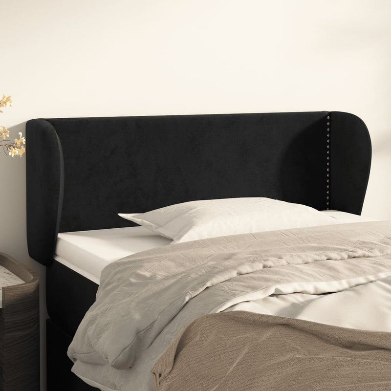 vidaXL fekete bársony fejtámla szárnyakkal 83x23x78/88 cm