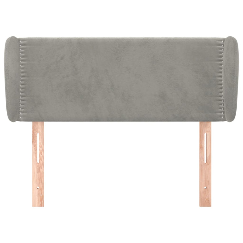 vidaXL világosszürke bársony fejtámla szárnyakkal 93x23x78/88 cm