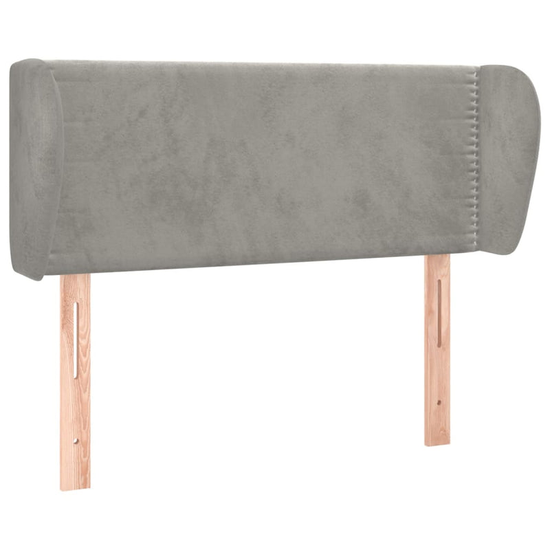 vidaXL világosszürke bársony fejtámla szárnyakkal 103x23x78/88 cm