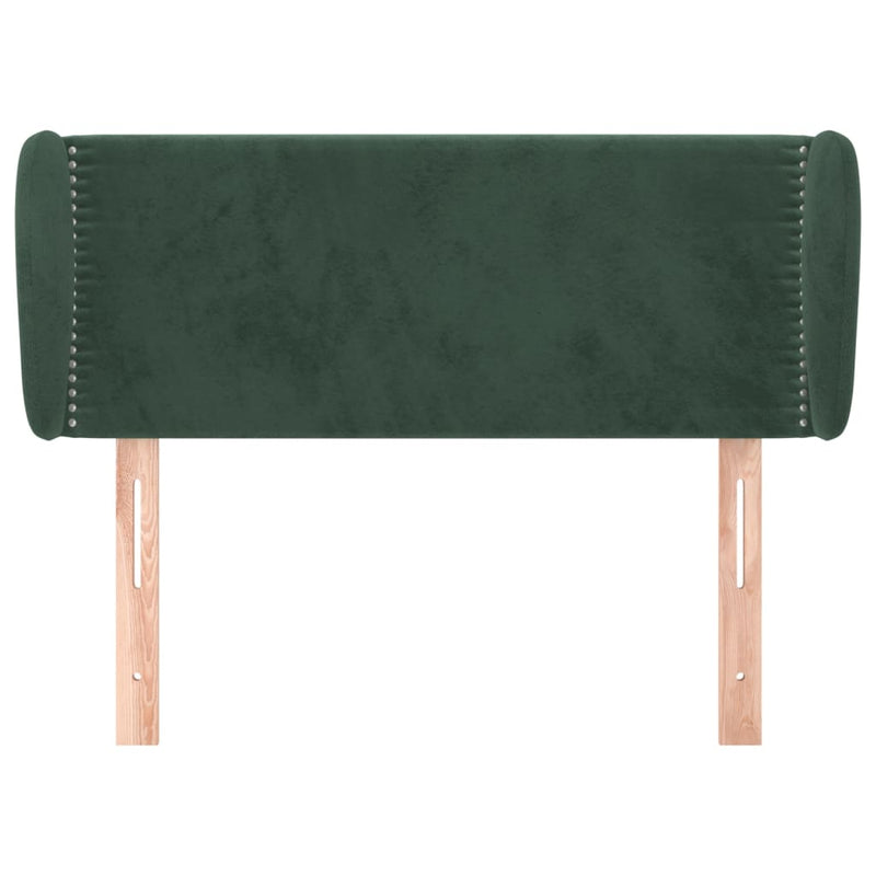 vidaXL sötétzöld bársony fejtámla szárnyakkal 103x23x78/88 cm