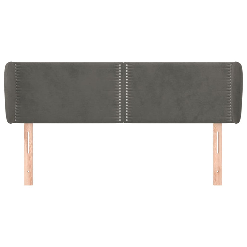 vidaXL sötétszürke bársony fejtámla szárnyakkal 147x23x78/88 cm