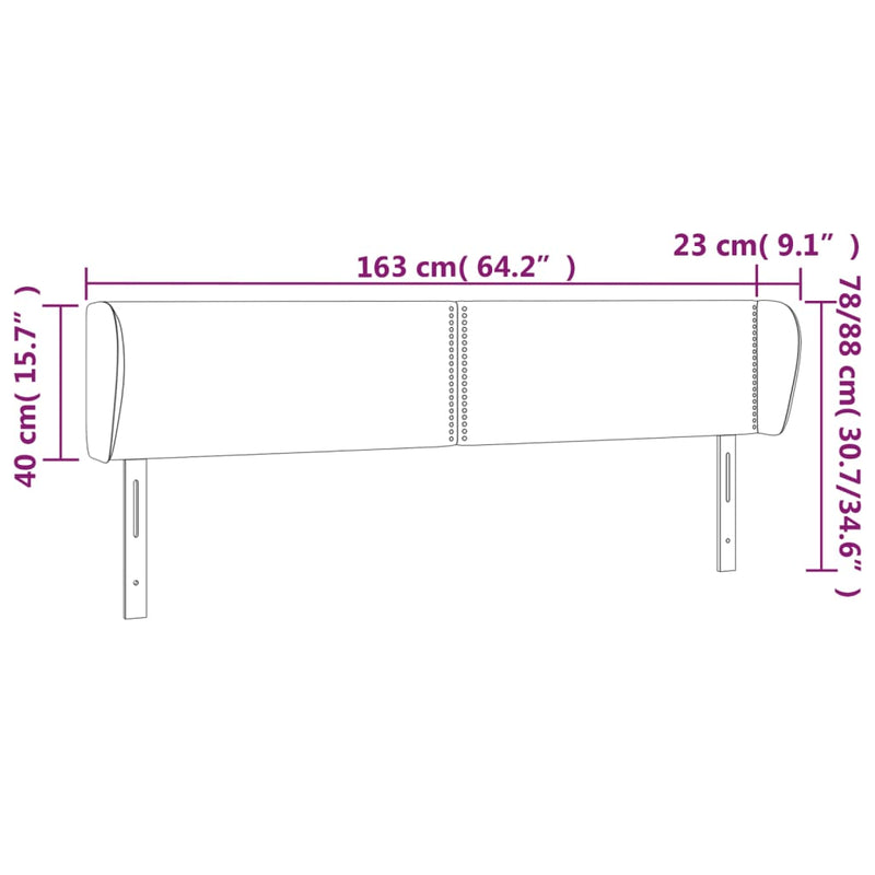 vidaXL sötétkék bársony fejtámla 163x23x78/88 cm