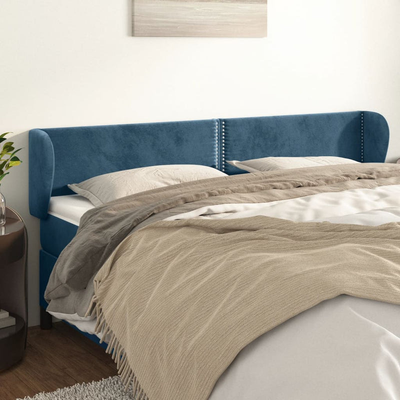 vidaXL sötétkék bársony fejtámla 163x23x78/88 cm