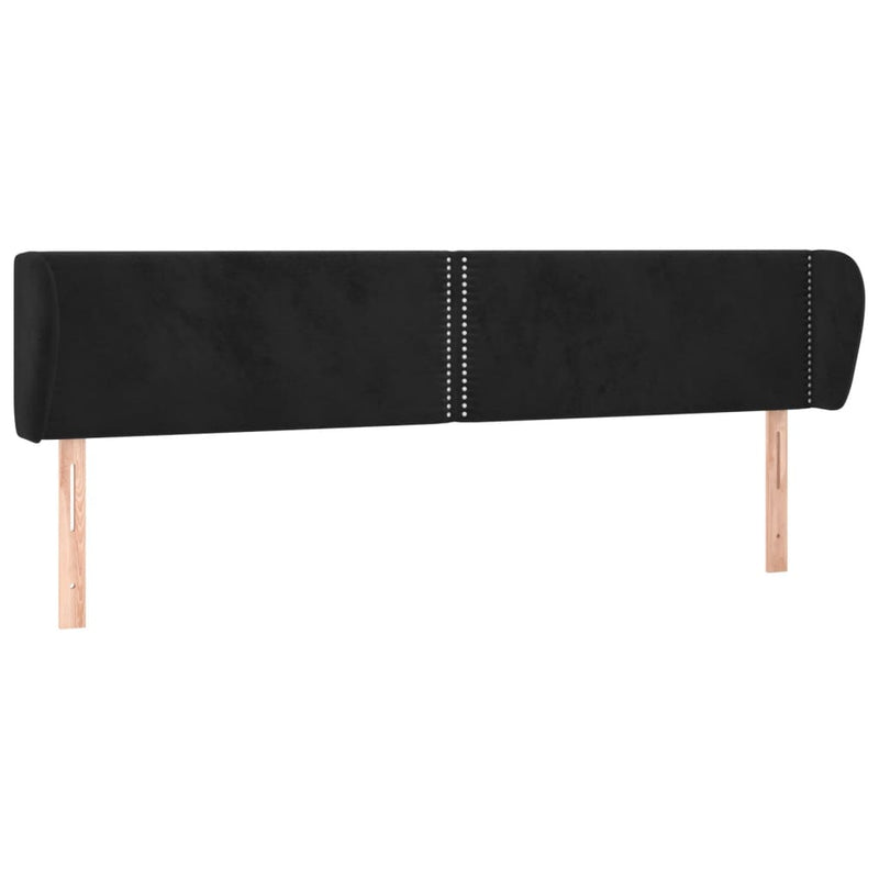 vidaXL fekete bársony fejtámla szárnyakkal 183x23x78/88 cm