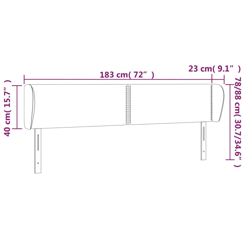 vidaXL sötétkék bársony fejtámla 183x23x78/88 cm