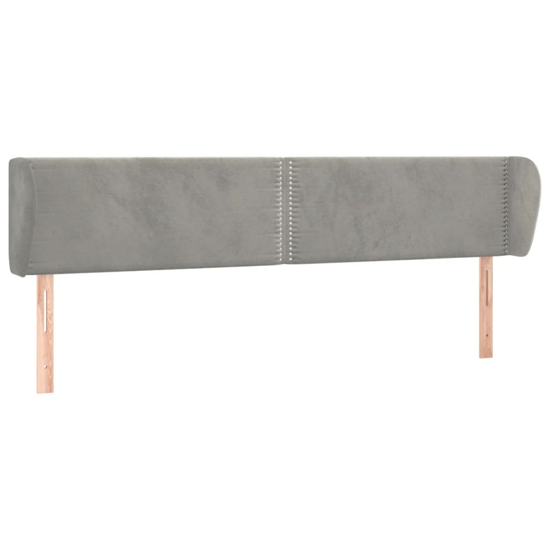 vidaXL világosszürke bársony fejtámla szárnyakkal 203x23x78/88 cm