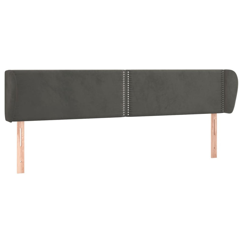 vidaXL sötétszürke bársony fejtámla szárnyakkal 203x23x78/88 cm