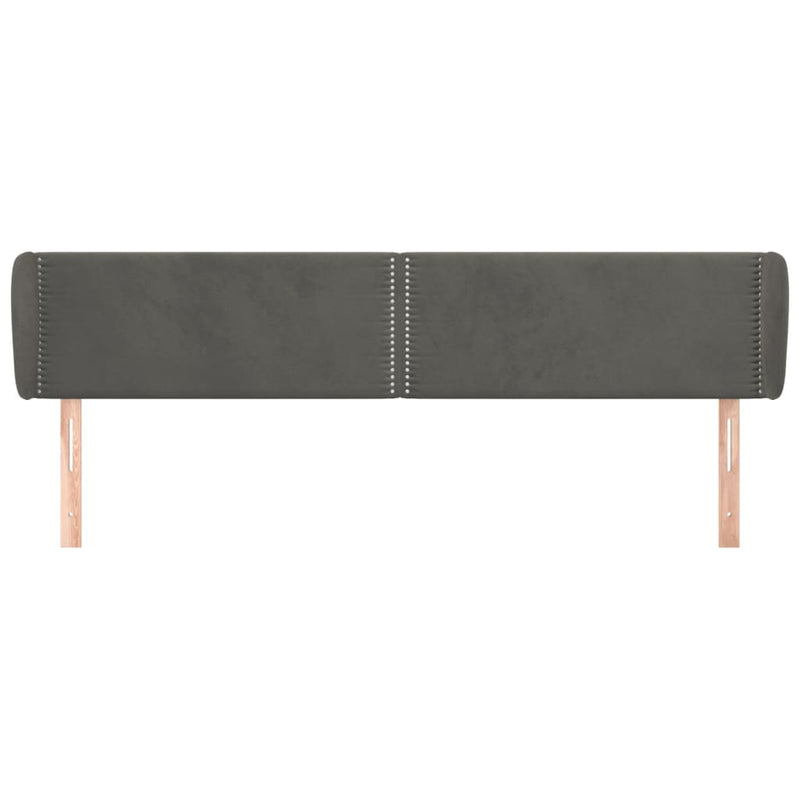 vidaXL sötétszürke bársony fejtámla szárnyakkal 203x23x78/88 cm