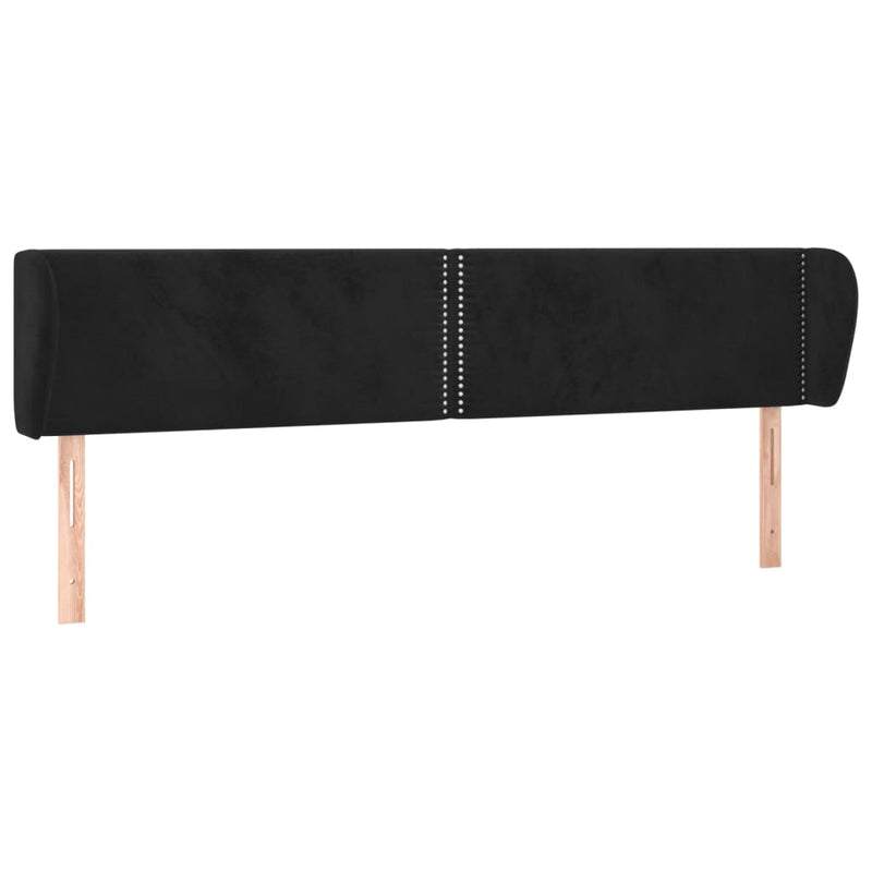 vidaXL fekete bársony fejtámla szárnyakkal 203x23x78/88 cm