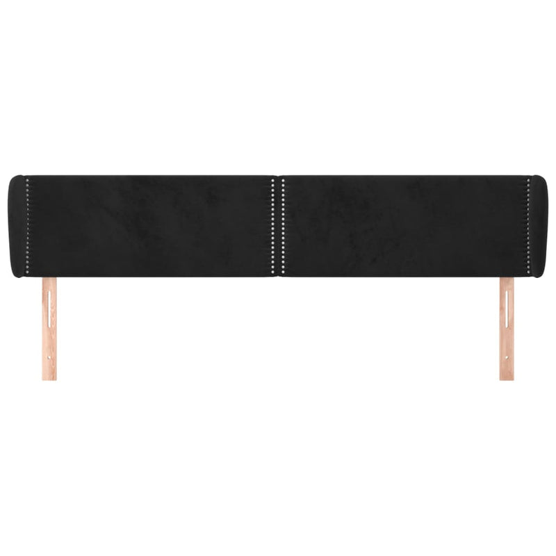 vidaXL fekete bársony fejtámla szárnyakkal 203x23x78/88 cm