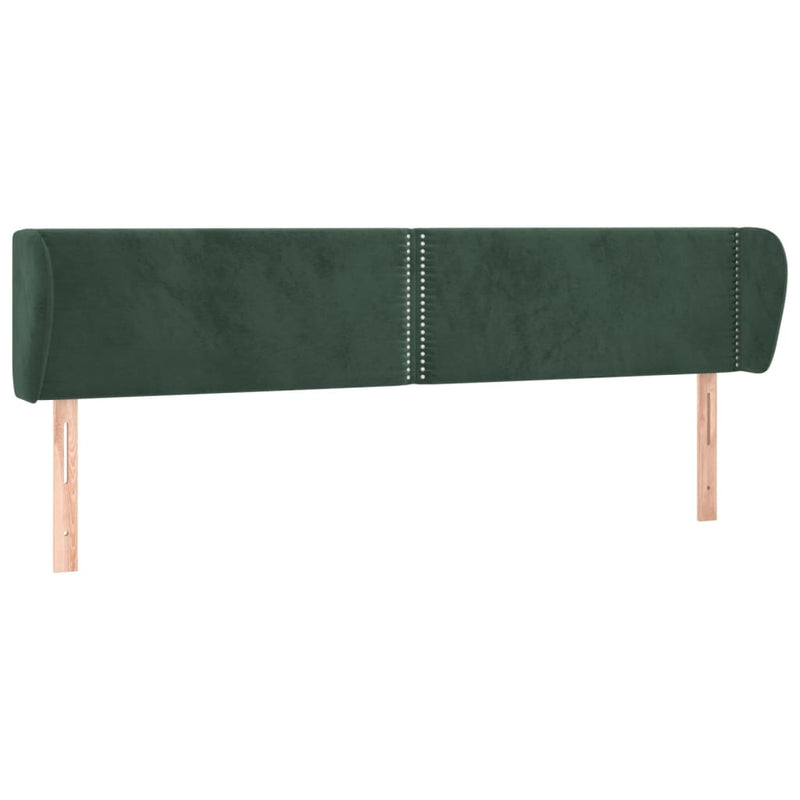 vidaXL sötétzöld bársony fejtámla szárnyakkal 203x23x78/88 cm