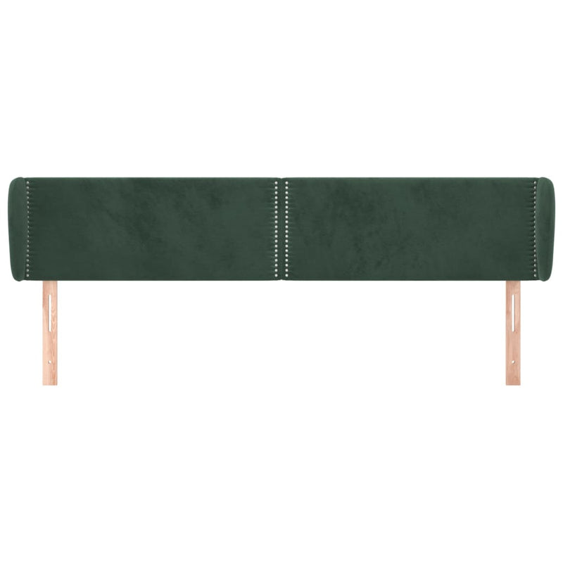vidaXL sötétzöld bársony fejtámla szárnyakkal 203x23x78/88 cm