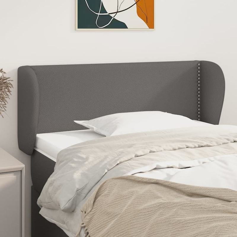 vidaXL szürke műbőr szárnyas fejtámla szárnyakkal 103x23x78/88 cm