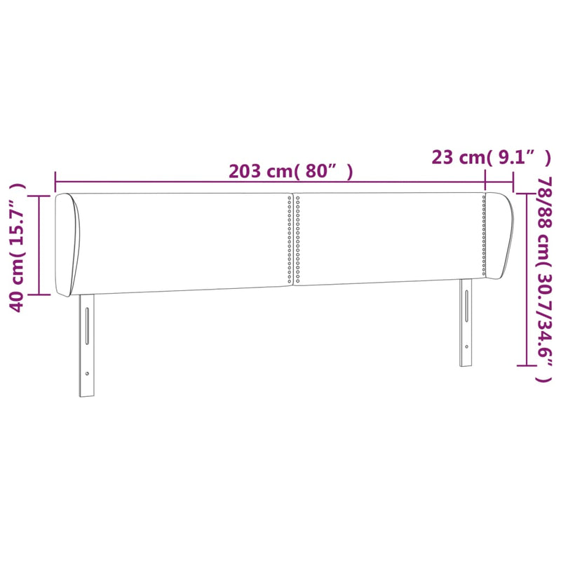 vidaXL szürke műbőr szárnyas fejtámla 203x23x78/88 cm