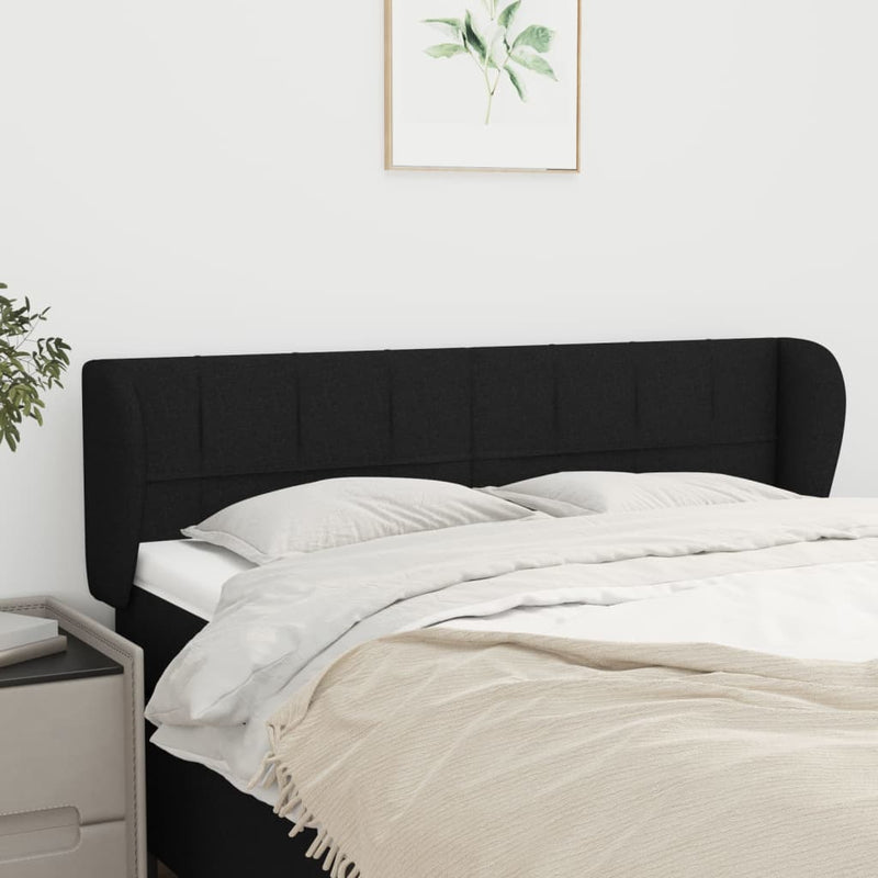 vidaXL fekete szövet fejtámla szárnyakkal 147x23x78/88 cm